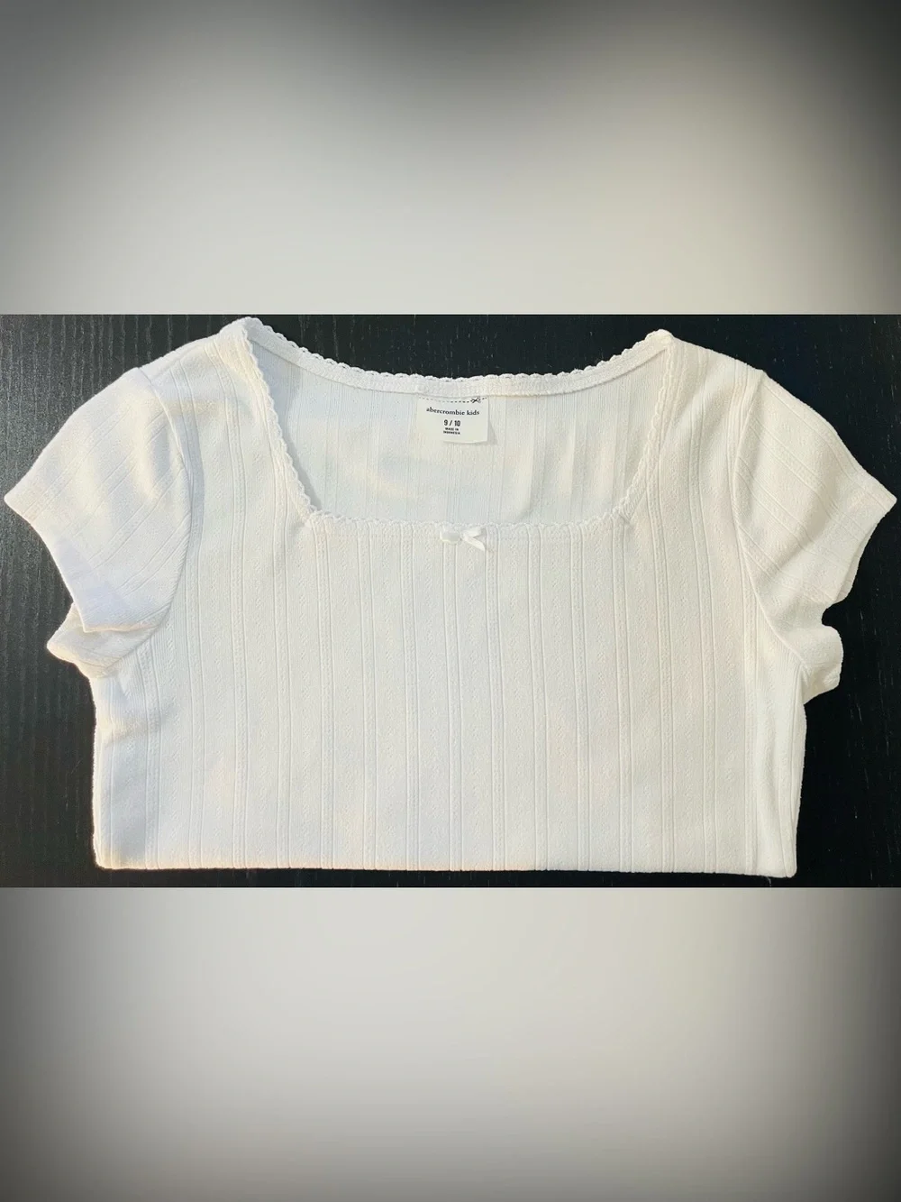 abercrombie kids White Ribbed Short Sleeve Scoop Neck Tee